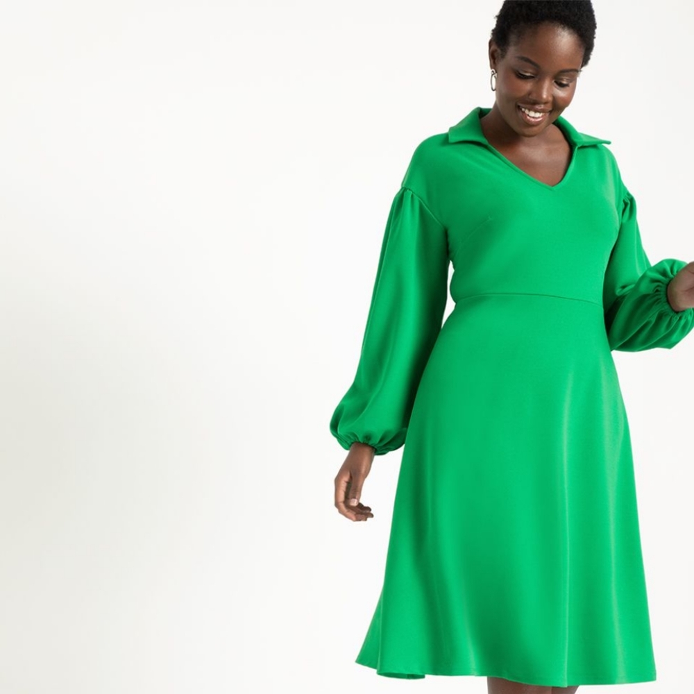 ELOQUII Drop Shoulder Collar Dress